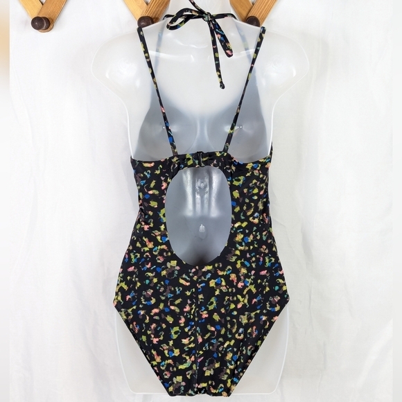 Athleta Keyhole Leopard Multicolored One Piece Swim Suit - Picture 2 of 5